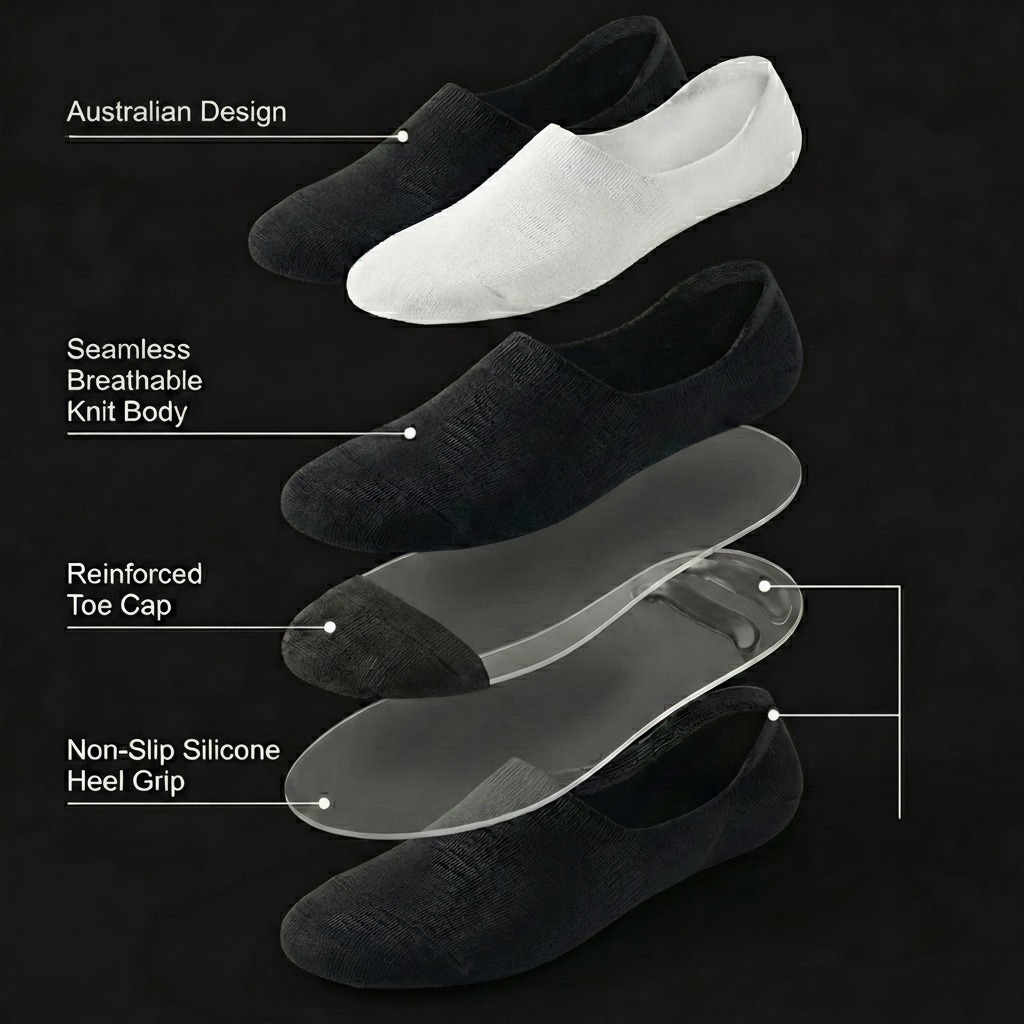 Men's No-Show Grip Socks - 10 Pack | Australian Owned